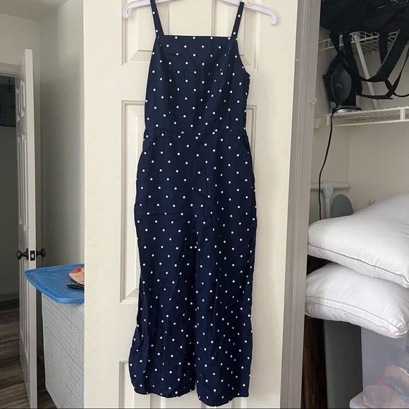 Old Navy Blue and White Polka Dot Jumpsuit - Picture 1 of 7